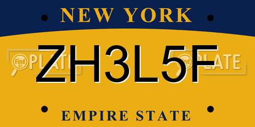 ZH3L5F New York License Plate