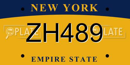ZH489 New York License Plate