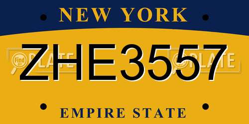 ZHE3557 New York License Plate