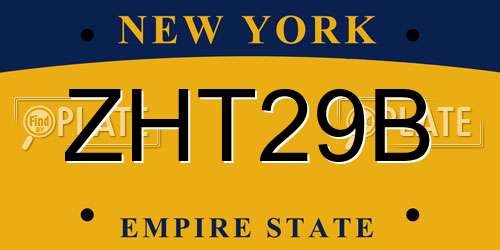 ZHT29B New York License Plate