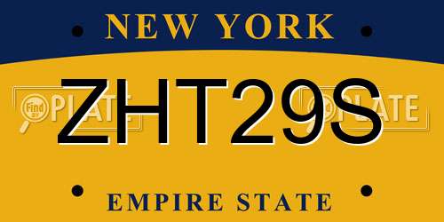 ZHT29S New York License Plate
