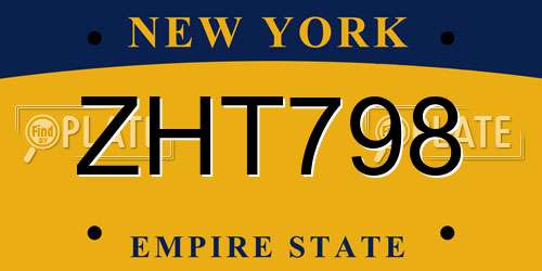 ZHT798 New York License Plate