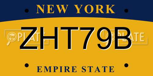 ZHT79B New York License Plate