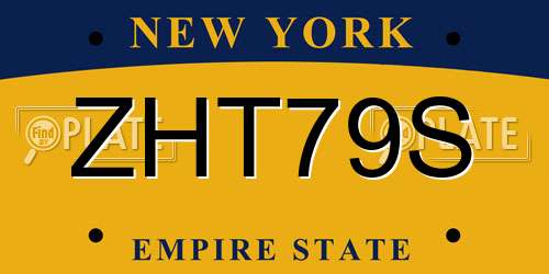ZHT79S New York License Plate