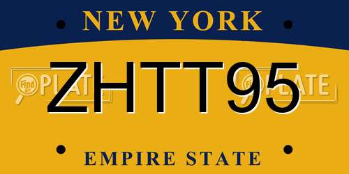 ZHTT95 New York License Plate