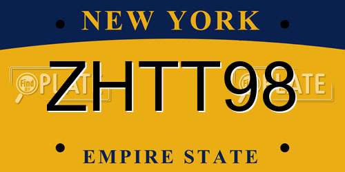 ZHTT98 New York License Plate