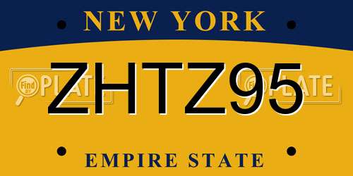 ZHTZ95 New York License Plate