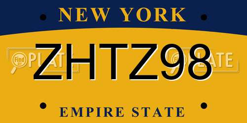 ZHTZ98 New York License Plate