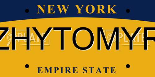 ZHYTOMYR New York License Plate