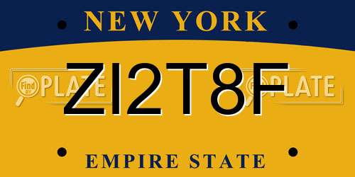 ZI2T8F New York License Plate
