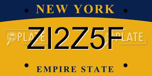 ZI2Z5F New York License Plate