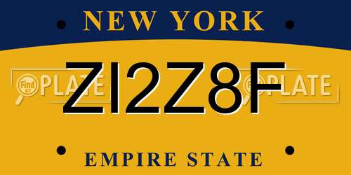 ZI2Z8F New York License Plate