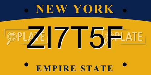 ZI7T5F New York License Plate