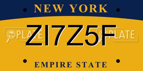 ZI7Z5F New York License Plate