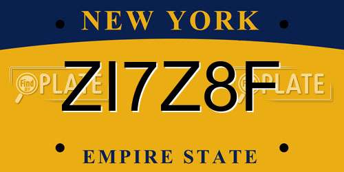 ZI7Z8F New York License Plate