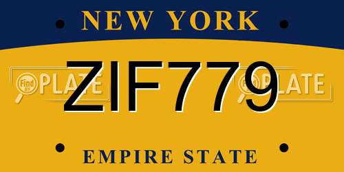 ZIF779 New York License Plate