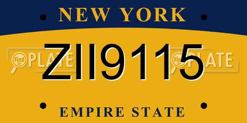 ZII9115 New York License Plate