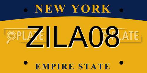 ZILA08 New York License Plate