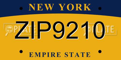 ZIP9210 New York License Plate