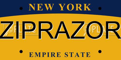 ZIPRAZOR New York License Plate