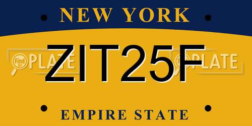ZIT25F New York License Plate