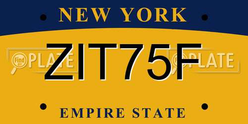 ZIT75F New York License Plate
