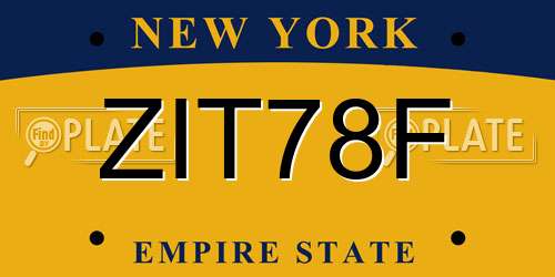 ZIT78F New York License Plate