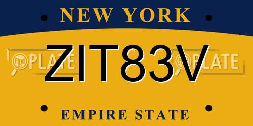 ZIT83V New York License Plate