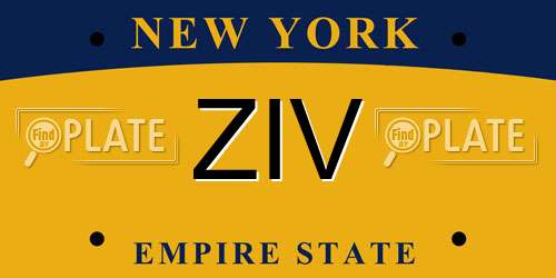 ZIV New York License Plate