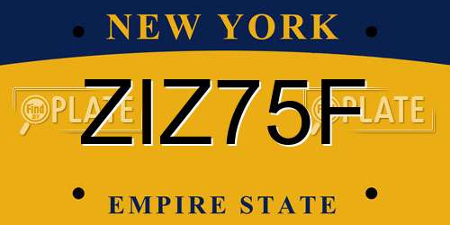 ZIZ75F New York License Plate