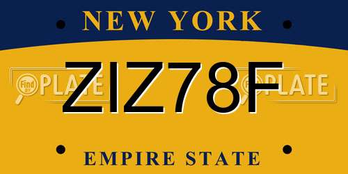 ZIZ78F New York License Plate