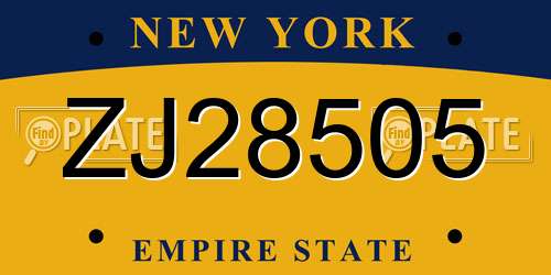 ZJ28505 New York License Plate