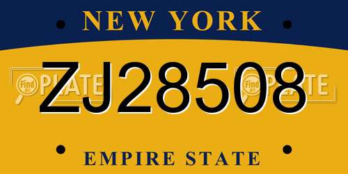 ZJ28508 New York License Plate