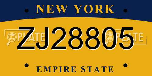 ZJ28805 New York License Plate