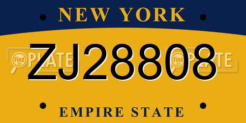 ZJ28808 New York License Plate
