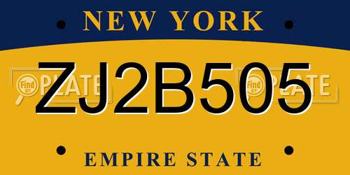 ZJ2B505 New York License Plate