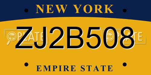 ZJ2B508 New York License Plate