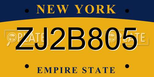 ZJ2B805 New York License Plate