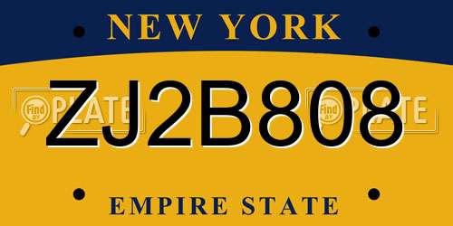 ZJ2B808 New York License Plate