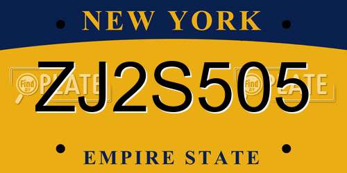 ZJ2S505 New York License Plate