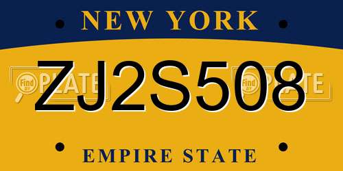 ZJ2S508 New York License Plate