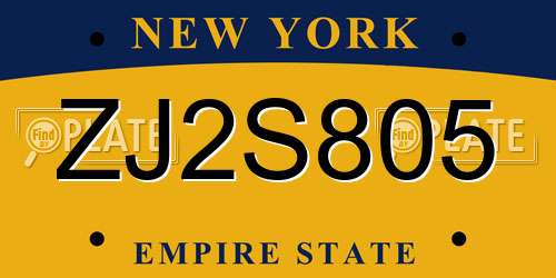 ZJ2S805 New York License Plate