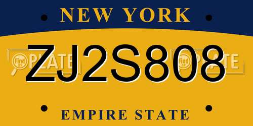 ZJ2S808 New York License Plate