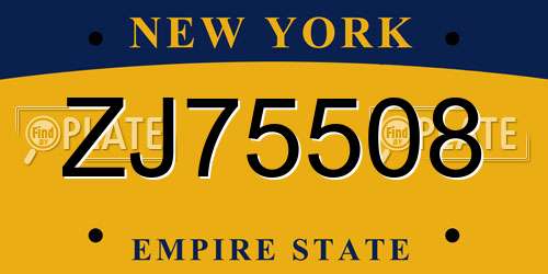 ZJ75508 New York License Plate