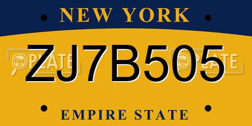 ZJ7B505 New York License Plate