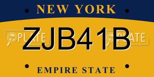 ZJB41B New York License Plate