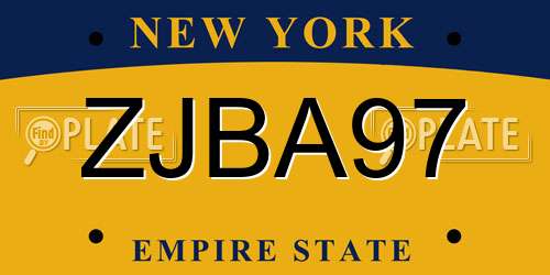 ZJBA97 New York License Plate