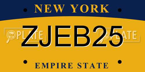 ZJEB25 New York License Plate