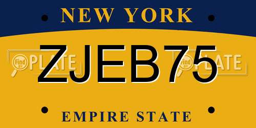ZJEB75 New York License Plate