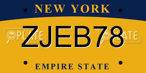 ZJEB78 New York License Plate